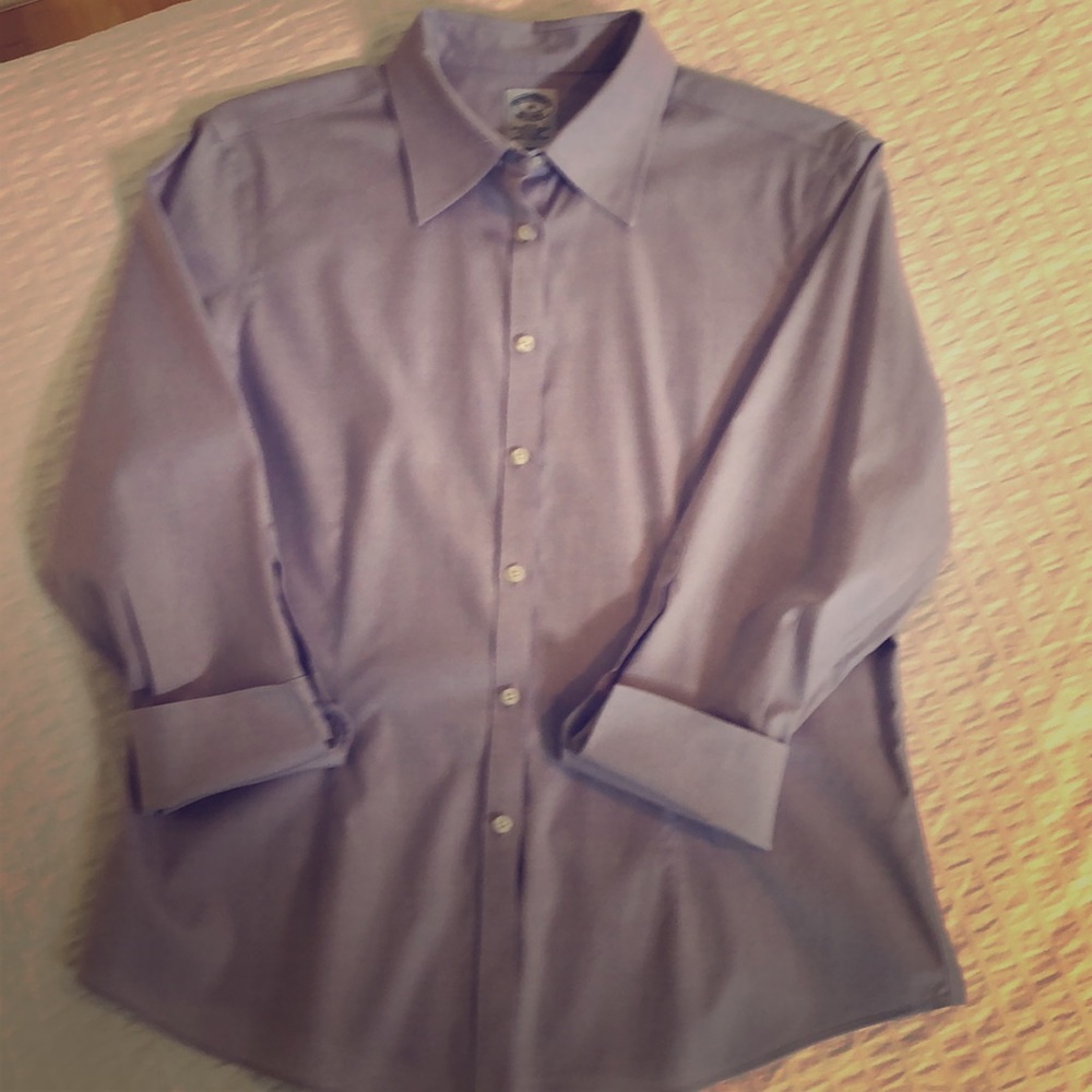 Non-Iron Fitted 3-Quarter-Sleeve Dress Shirt SZ 10